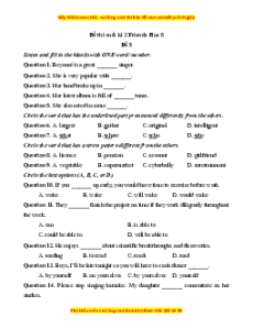 Đề thi cuối kì 2 Tiếng Anh 8 Friends Plus (Đề 5 kèm file nghe)