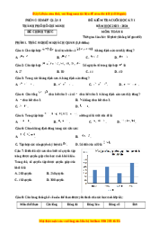 Đề thi cuối kì 1 Toán 6 Chân trời sáng tạo Phòng GD&ĐT Quận 8 - TPHCM