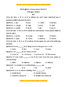 Đề thi giữa kì 1 Tiếng Anh 11 Ilearn smart (đề 1)