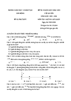 Đề thi hsg KHTN 8 năm 2023-2024 Phòng GD Huyện Sơn Động