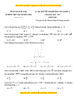 Đề thi thử Toán trường Chuyên Bắc Ninh năm 2021