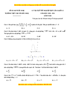 Đề thi thử Toán trường Chuyên Bắc Ninh năm 2021