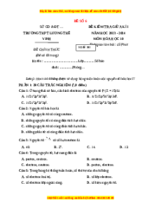 Đề thi giữa kì 1 Hóa học 10 Cánh diều (đề 6)