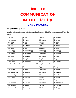 Bài tập bổ trợ nâng cao Unit 10: Communication in the future Tiếng Anh 8 Global success