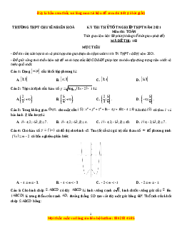 Đề thi thử Toán trường Chuyên Biên Hòa năm 2021