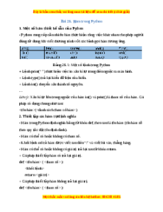 Lý thuyết Tin học 10 Kết nối tri thức Bài 26: Hàm trong Python