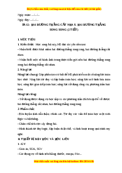 Giáo án Hai đường thẳng cắt nhau. Hai đường thẳng song song Toán 6 Cánh diều