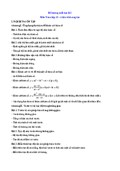 Đề cương ôn tập Cuối kì 1 Toán 12 Chân trời sáng tạo