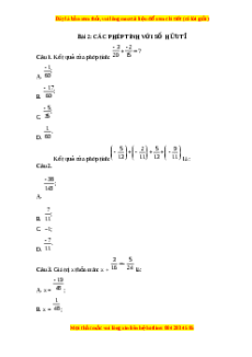 Trắc nghiệm Các phép tính với số hữu tỉ Toán 7 Chân trời sáng tạo