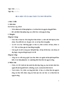 Giáo án Bài 8: Bảo vệ và khai thác tài nguyên rừng Công nghệ 12 Cánh diều