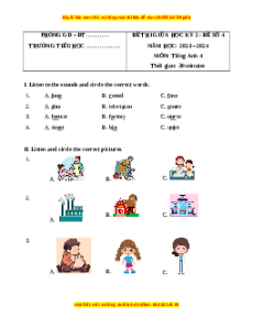 Đề thi giữa kì 2 Tiếng Anh lớp 4 Global success (Đề 4)