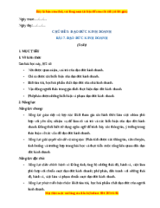 Giáo án Bài 7 KTPL 11 Kết nối tri thức: Đạo đức kinh doanh