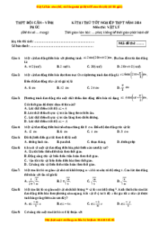 Đề thi thử tốt nghiệp Vật lí trường THPT Đội Cấn - Vĩnh Phúc năm 2024
