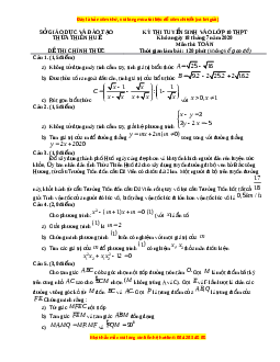 Đề thi vào 10 môn Toán tỉnh Thừa Thiên Huế (Hệ không chuyên) năm 2021