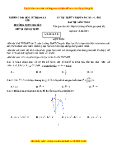 Đề thi thử Toán trường Chuyên ĐH Sư Phạm Hà Nội năm 2021