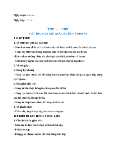 Giáo án Viết báo cáo kết quả của bài tập dự án Ngữ Văn 12 Cánh diều