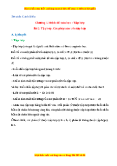 Lý thuyết Bài 2: Tập hợp. Các phép toán trên tập hợp Toán 10 Cánh diều