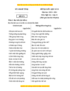 Đề thi giữa kì 2 Ngữ văn 11 Kết nối tri thức (Đề 1)