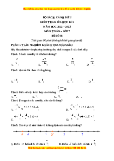 Đề thi giữa kì 1 Toán 7 Cánh diều có đáp án (Đề 6)