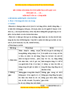 Đề cương ôn tập giữa kì 1 Ngữ văn 10 Cánh diều