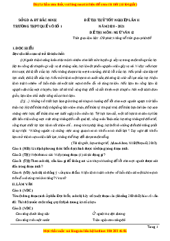 Đề thi thử Ngữ Văn trường Quế Võ lần 2 năm 2021