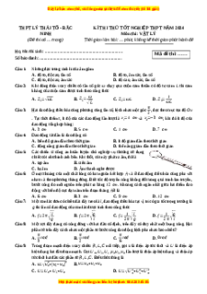 Đề thi thử tốt nghiệp Vật lí trường THPT Lý Thái Tổ - Bắc Ninh năm 2024