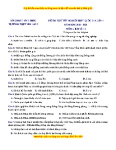 Đề thi thử Lịch sử trường Yên Lạc - Vĩnh Phúc lần 2 năm 2023