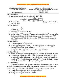 Đề thi vào 10 môn Toán tỉnh Đà Nẵng (Hệ không chuyên) năm 2021
