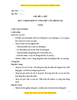 Giáo án Bài 4 Khoa học lớp 4 (Chân trời sáng tạo): Thành phần và tính chất của không khí