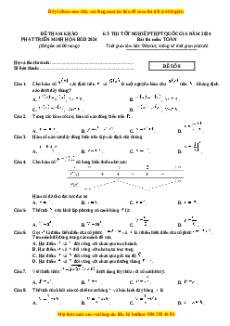Đề Tốt nghiệp Toán 2024 theo đề tham khảo (Đề 8)