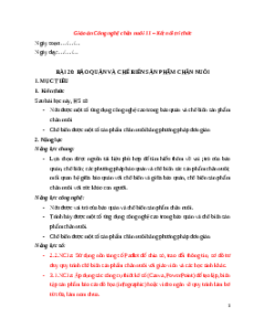 Giáo án Công nghệ chăn nuôi NLS 11 Kết nối tri thức Bài 20