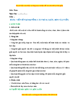 Giáo án Viết số thành tổng các trăm, chục, đơn vị Toán lớp 2 Kết nối tri thức