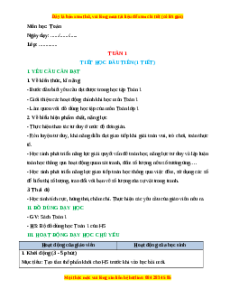 Giáo án Tiết học đầu tiên Toán lớp 1 Kết nối tri thức