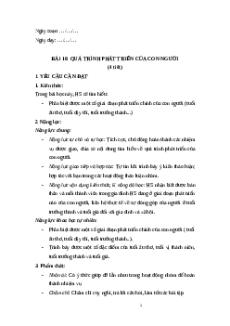 Giáo án Bài 16: Quá trình phát triển của con người Khoa học lớp 5 Cánh diều