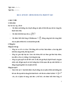 Giáo án Bài 8: Áp suất - động năng của phân tử khí Vật Lí 12 Chân trời sáng tạo