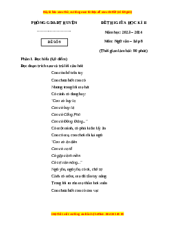 Đề thi giữa kì 2 Ngữ văn 8 Kết nối tri thức (Đề 9)