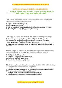 Trắc nghiệm Bài 25 Lịch sử 9: Những năm đầu của cuộc kháng chiến toàn quốc chống thực dân Pháp (1946 - 1950)