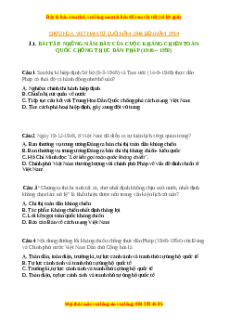 Trắc nghiệm Bài 25 Lịch sử 9: Những năm đầu của cuộc kháng chiến toàn quốc chống thực dân Pháp (1946 - 1950)