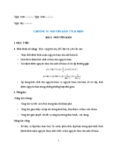 Giáo án Nguyên hàm Toán 12 Chân trời sáng tạo