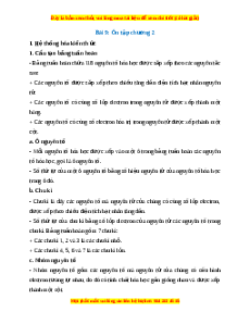 Hệ thống hóa kiến thức Chương 2 Hóa 10 Kết nối tri thức