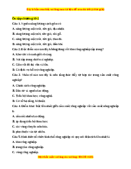 Trắc nghiệm Ôn tập chương 10 Địa lí 10 Chân trời sáng tạo