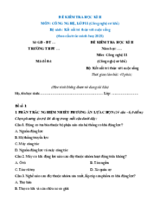 5 Đề thi cuối kì 2 Công nghệ Cơ khí 11 Kết nối tri thức cấu trúc mới