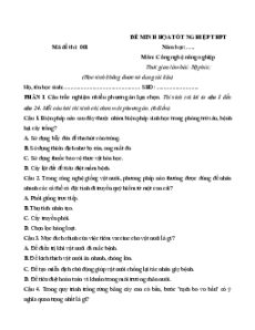 Đề thi thử Tốt nghiệp THPT Công nghệ nông nghiệp 2026 có đáp án
