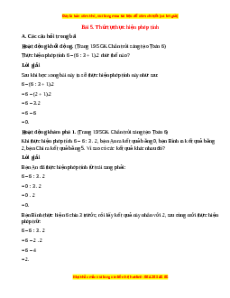 Giải sgk Toán 6 Bài 5: Thứ tự thực hiện phép tính (Chân trời sáng tạo)