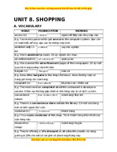 Bài tập bổ trợ nâng cao Unit 8: Shopping Tiếng Anh lớp 8 Global success