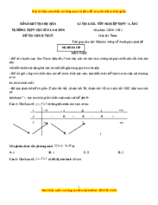 Đề thi thử Toán trường Chuyên Lam Sơn năm 2021