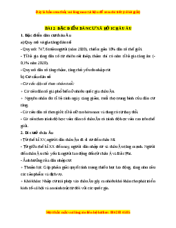 Lý thuyết Địa lý 7 Chân trời sáng tạo Bài 2: Đặc điểm dân cư, xã hội châu Âu
