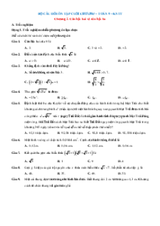 Bài tập ôn tập + Đề kiểm tra Toán 9 Chương 3 Kết nối tri thức