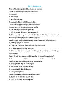 Trắc nghiệm Bài 11: An toàn điện Công nghệ 12 Điện-Điện tử Kết nối đúng sai, trả lời ngắn 2025