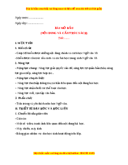 Giáo án Ngữ văn 10 Học kì 1 Cánh diều